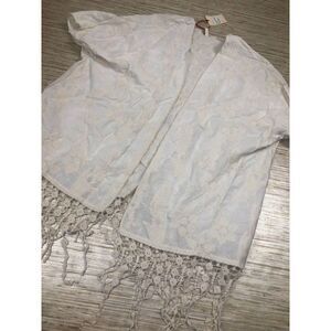 Z-519 Raga Gracey Kimono Fringe lace EGGSHELL size M nwt